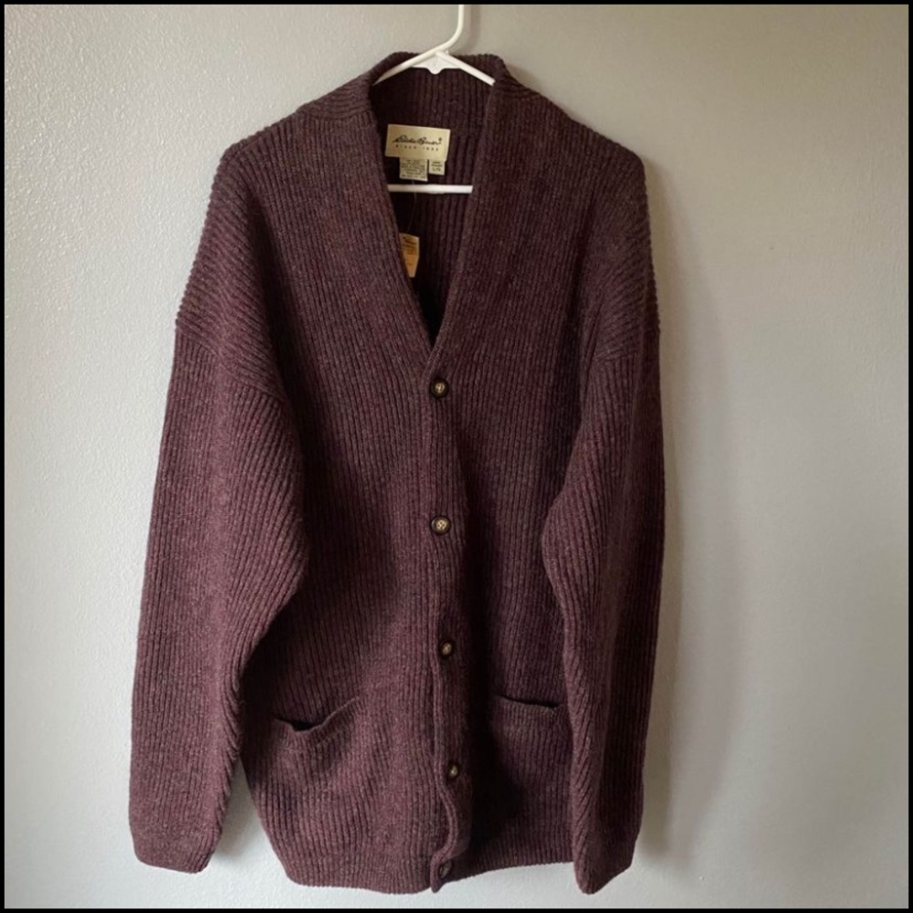 Vintage NWT Eddie Bauer 100% wool cardigan Sz Large